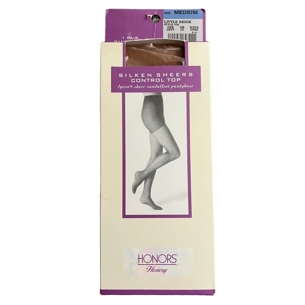 Vintage NEW 1990s Honors Light Beige Sheer Support Light Nylon Pantyhose Medium